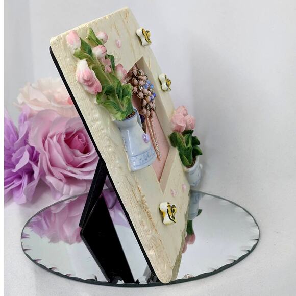 Artisan Hummingbird Jewelry Art Garden Nature Frame Vintage Beaded Crystals 3D - Picture 4 of 13